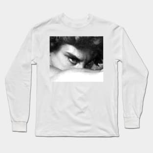 reinterpretation of the gaze of The Fallen Angel black and white (oil on canvas), Alexandre Cabanel Long Sleeve T-Shirt